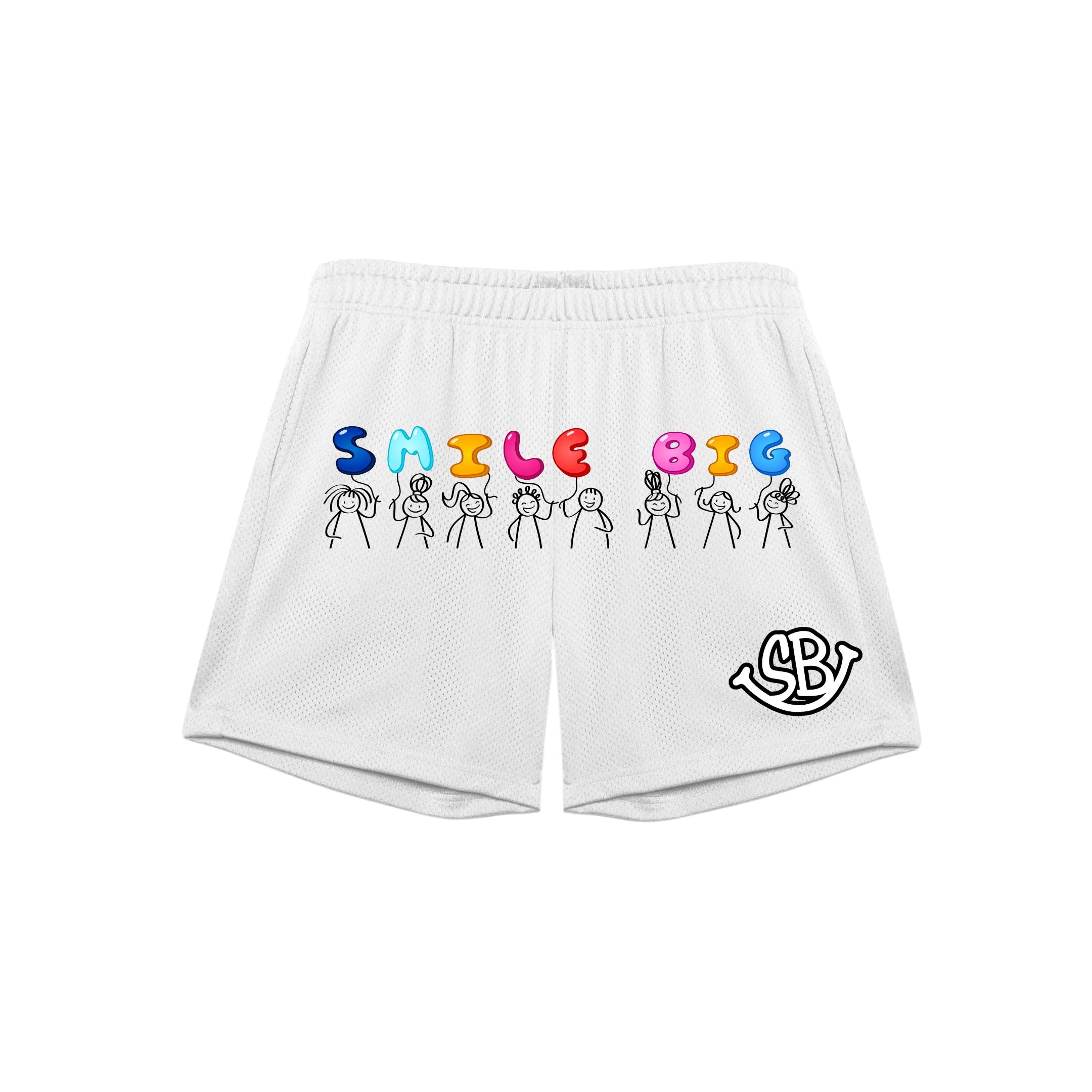 White Balloon Single Layered Mesh Shorts